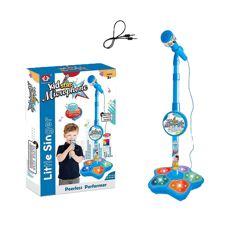 Micro enfant avec support lumineux couleur bleu